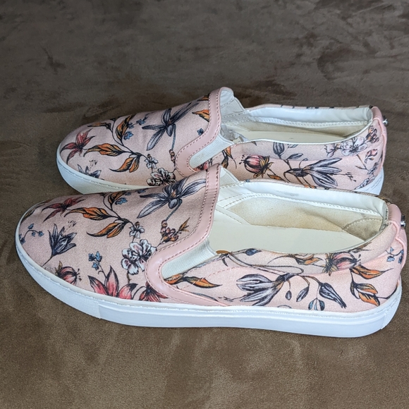 Sam Edelman Lily Floral Slide On Sneakers Shoes Flowers Pink - Picture 2 of 7